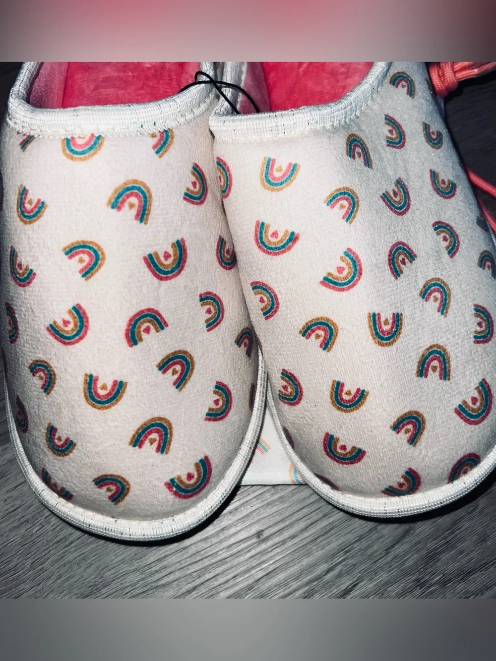White Mountain Kids Girls Rainbow Clog Style Slippers & Cinch Bag Size XL 4 New